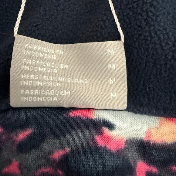 Columbia Floral Print Quarter Zip Pullover Fleece Sweatshirt Women's M Navy Pink - Picture 6 of 7